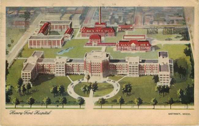 Henry Ford Hospital Postcard, Detroit